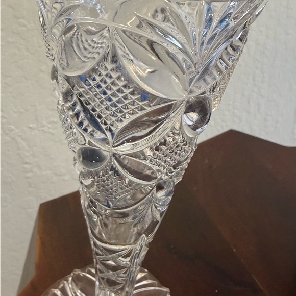 Vintage McKee Pattern Cut Crystal Glass Trumpet Elegant Vase - Picture 8 of 9